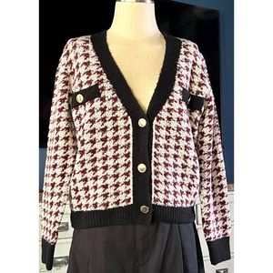 Anthropologie Maeve Houndstooth Cardigan S
